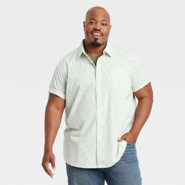 Mens Big & Tall Regular Fit Short Sleeve Button-Down Shirt - Goodfellow & Co Sage XLT Product Image