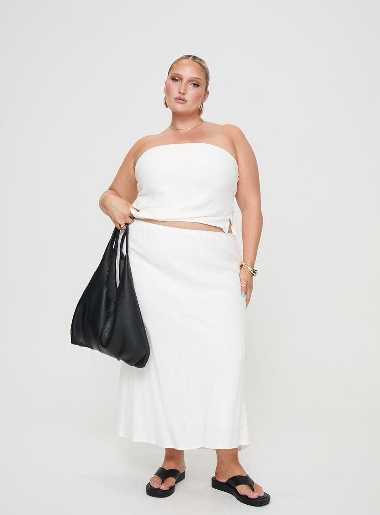 Ermias Linen Blend Midi Skirt White Curve Product Image