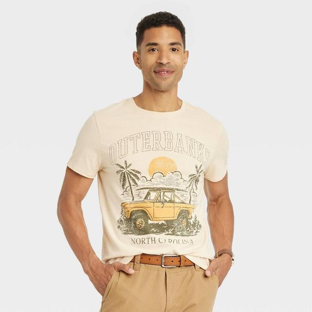 Mens Crewneck Short Sleeve T-Shirt - Goodfellow & Co Beige/Outerbanks M Product Image