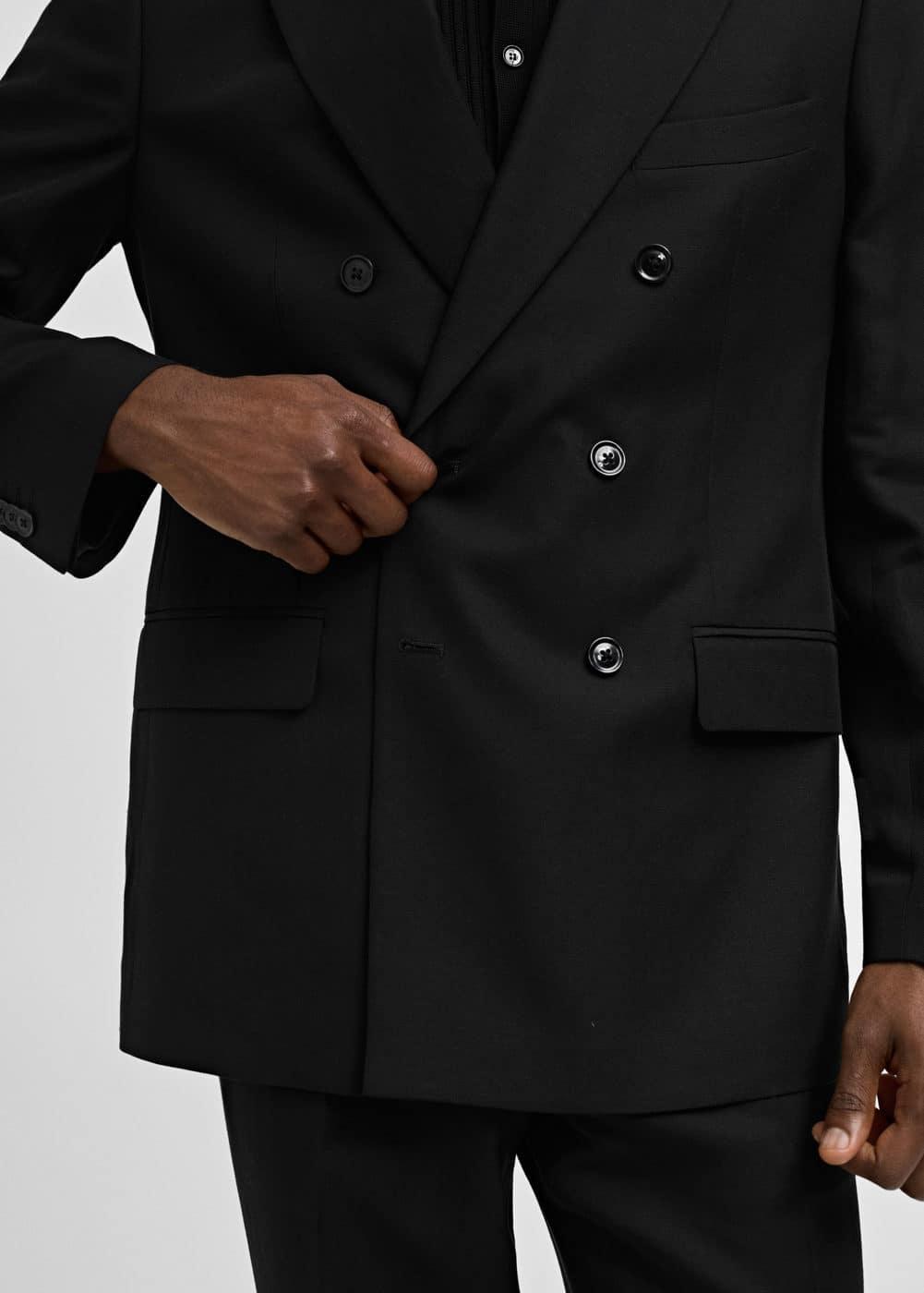 MANGO MAN - Linen lyocell double-breasted suit blazer blackMen Product Image