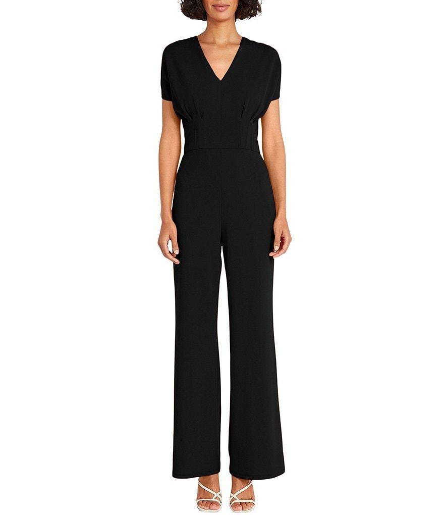 Maggy London Stretch Crepe V-Neck Short Sleeve Jumpsuit Product Image