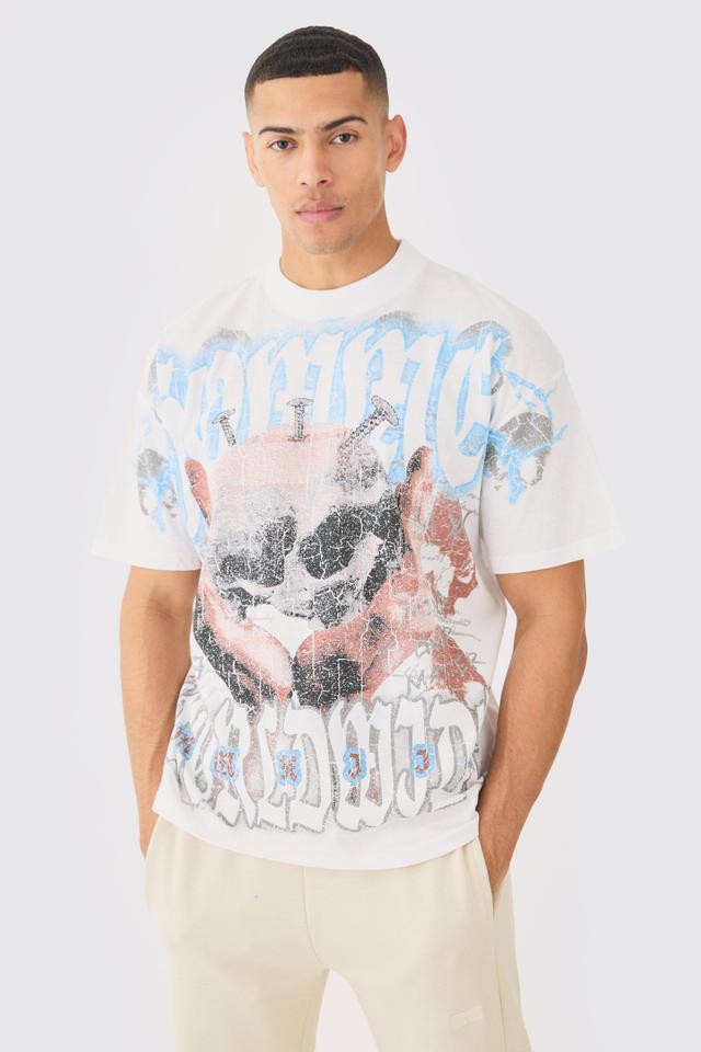 Oversized Skull Over Seams Graphic T-shirt | boohooMAN USA Product Image