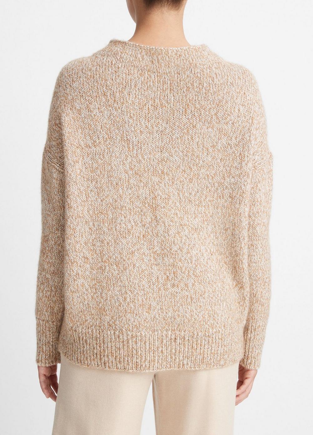 Tweed-Effect Wool-Blend Funnel Neck Sweater Product Image