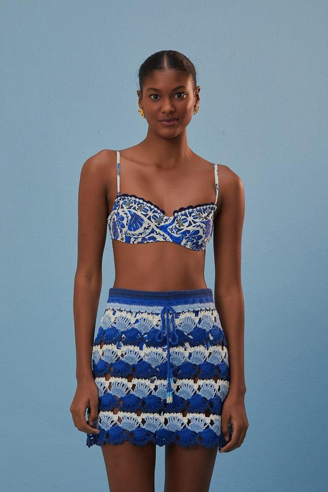 Blue And White Crochet Skirt, BLUE AND WHITE / XS Product Image