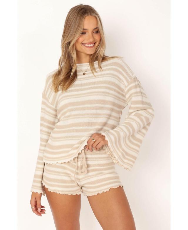 Womens Christina Knit Set Beige stripe Product Image