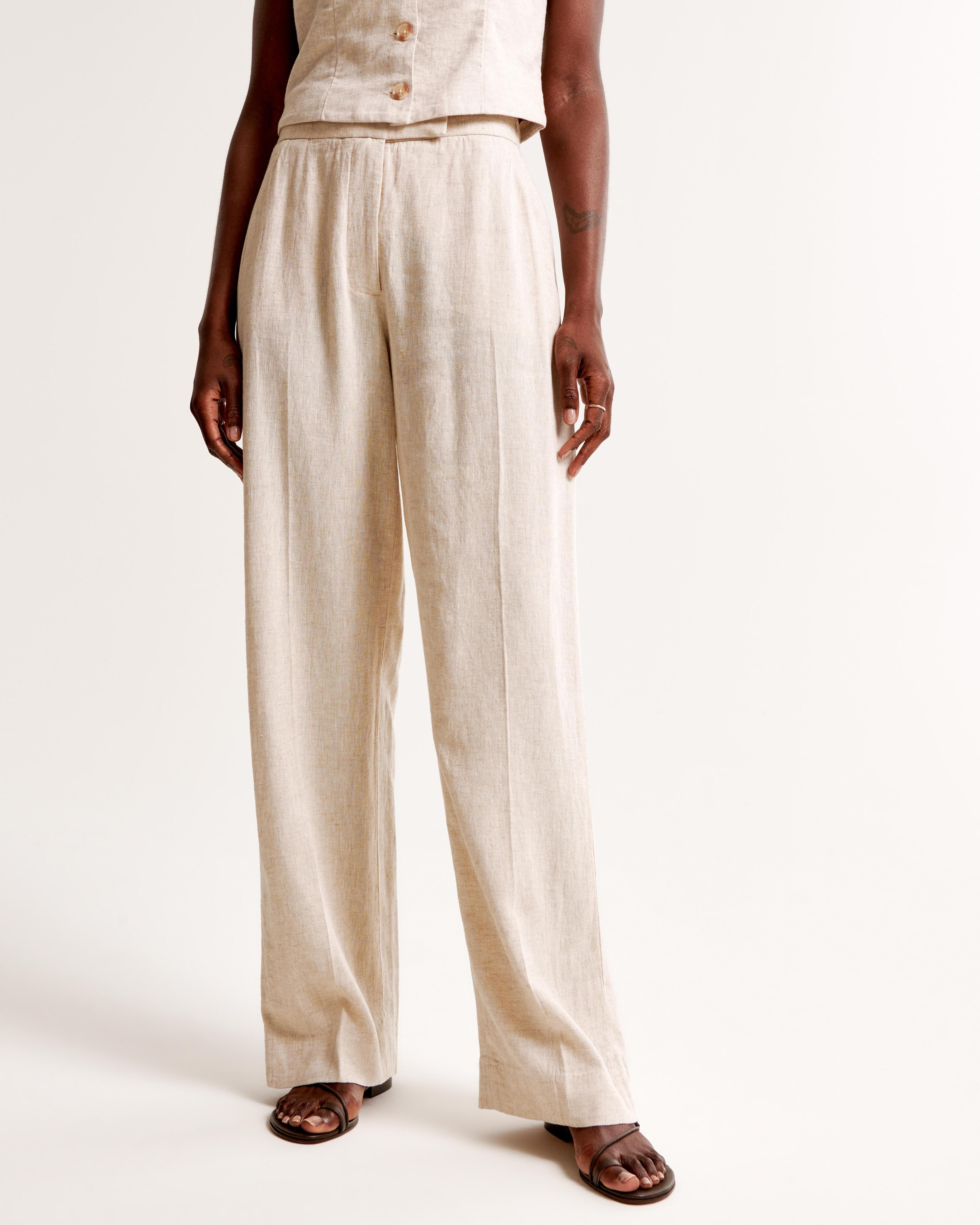 Linen-Blend Tailored Straight Pant Product Image