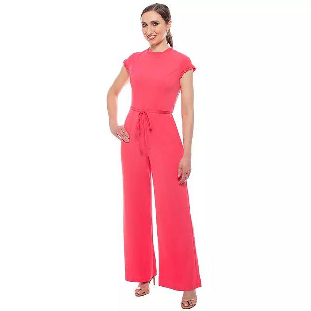 Womens Isaac Mizrahi Ruffle Scuba Crepe Jumpsuit Product Image