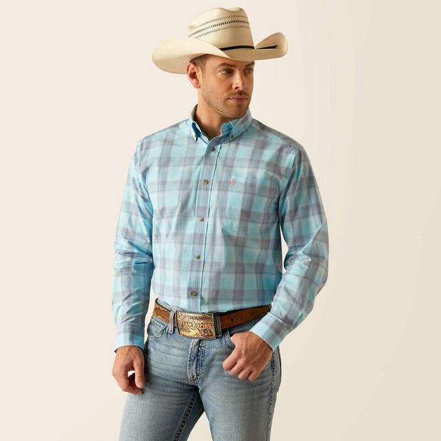 Ariat® Men's L/S Pro Series Kane Classic Fit Sky Plaid Button Shirt Product Image