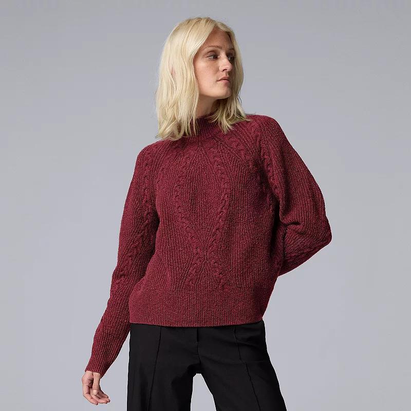 Womens Simply Vera Vera Wang Cable Mock Neck Sweater Opulent Red product image