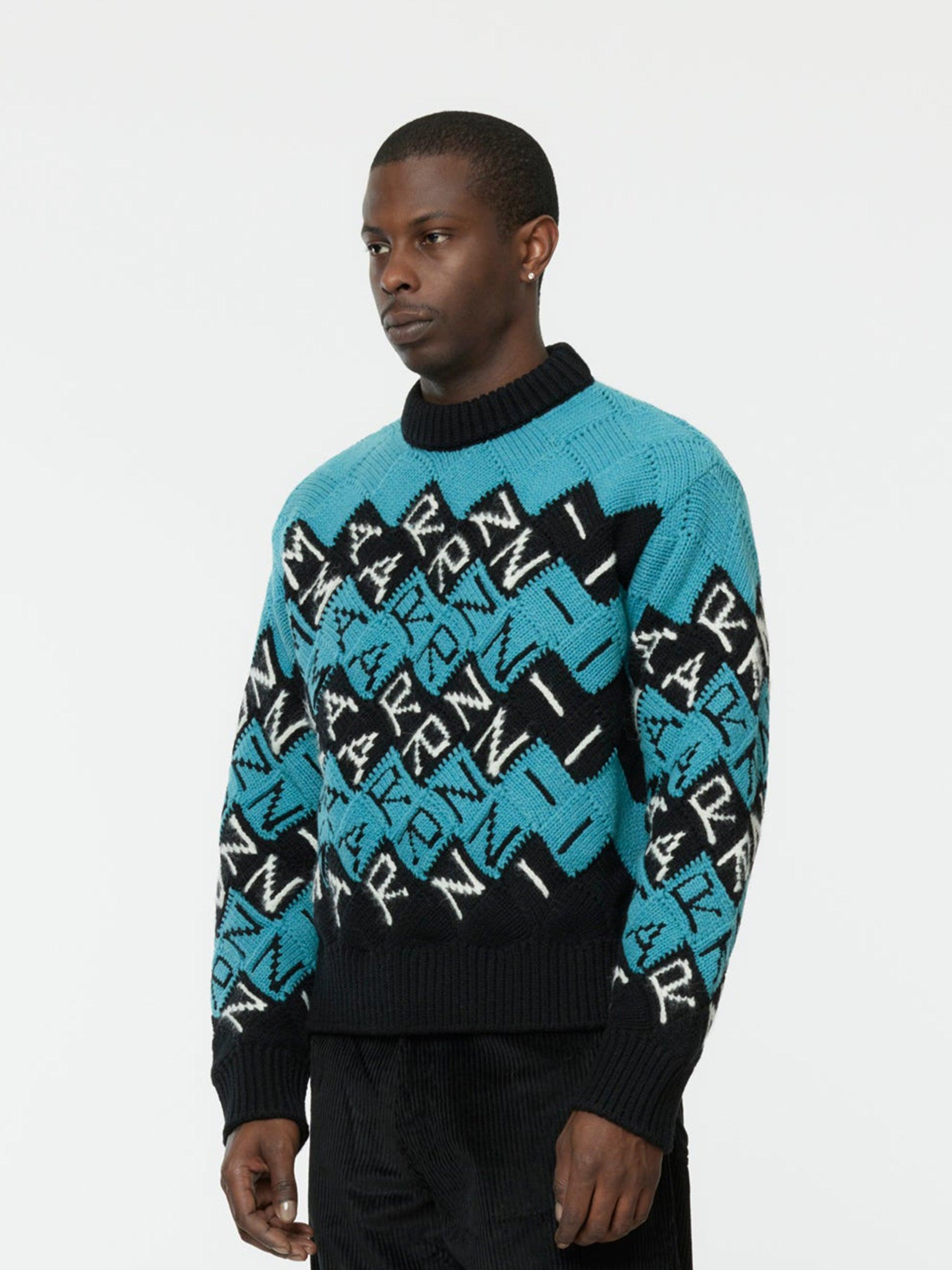 All Over Block Roundneck Sweater (Black) Product Image