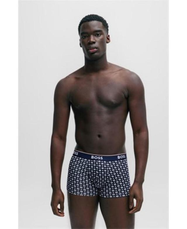 Three-pack Of Stretch-cotton Trunks With Logo Waistbands In Patterned Product Image