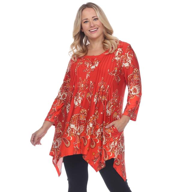 Paisley Scoop Neck Top with Pockets - Plus Product Image