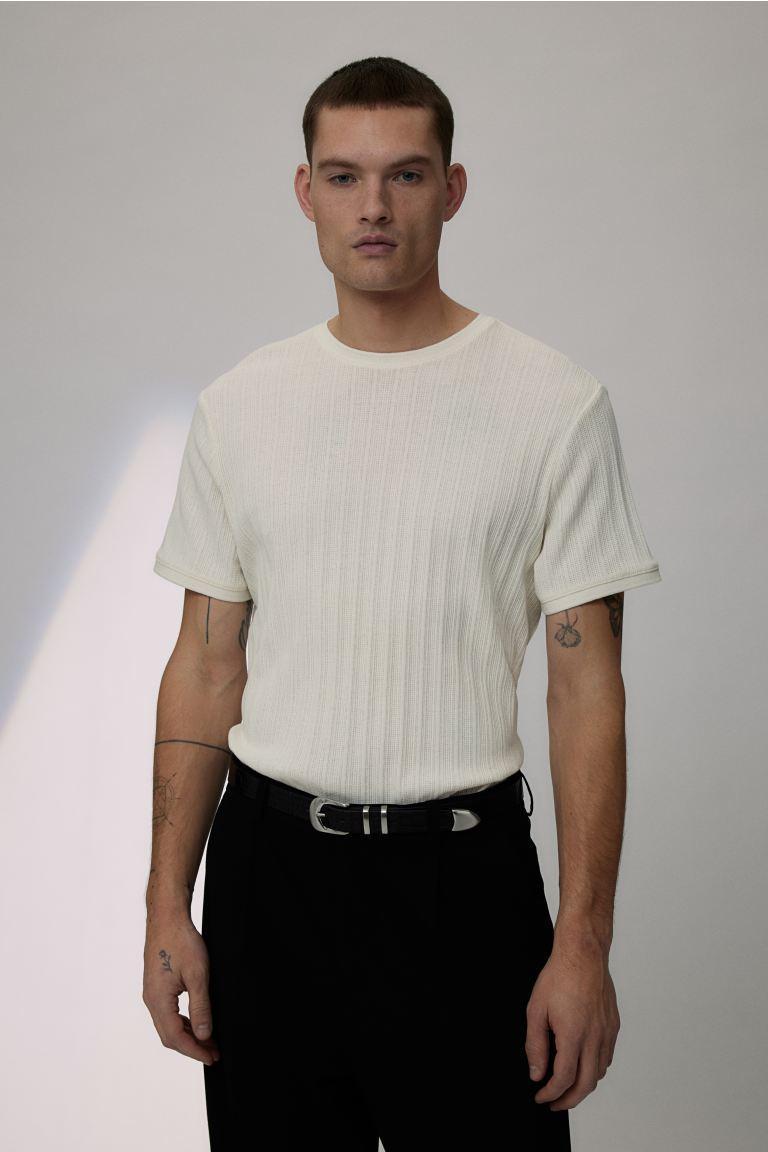 Regular Fit Pointelle-knit T-shirt Product Image