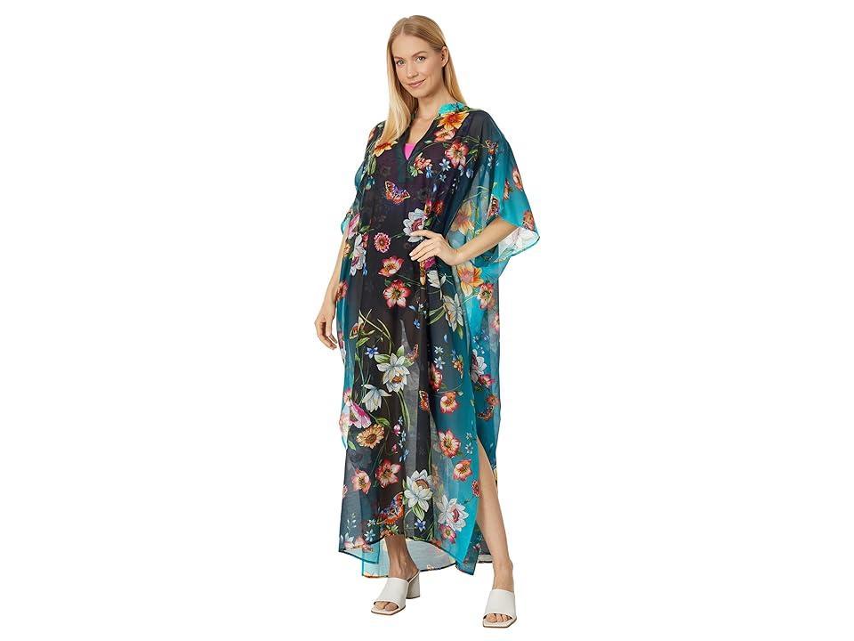 Johnny Was Ombre Garden Black Kaftan Cover-Up Women's Swimwear Product Image