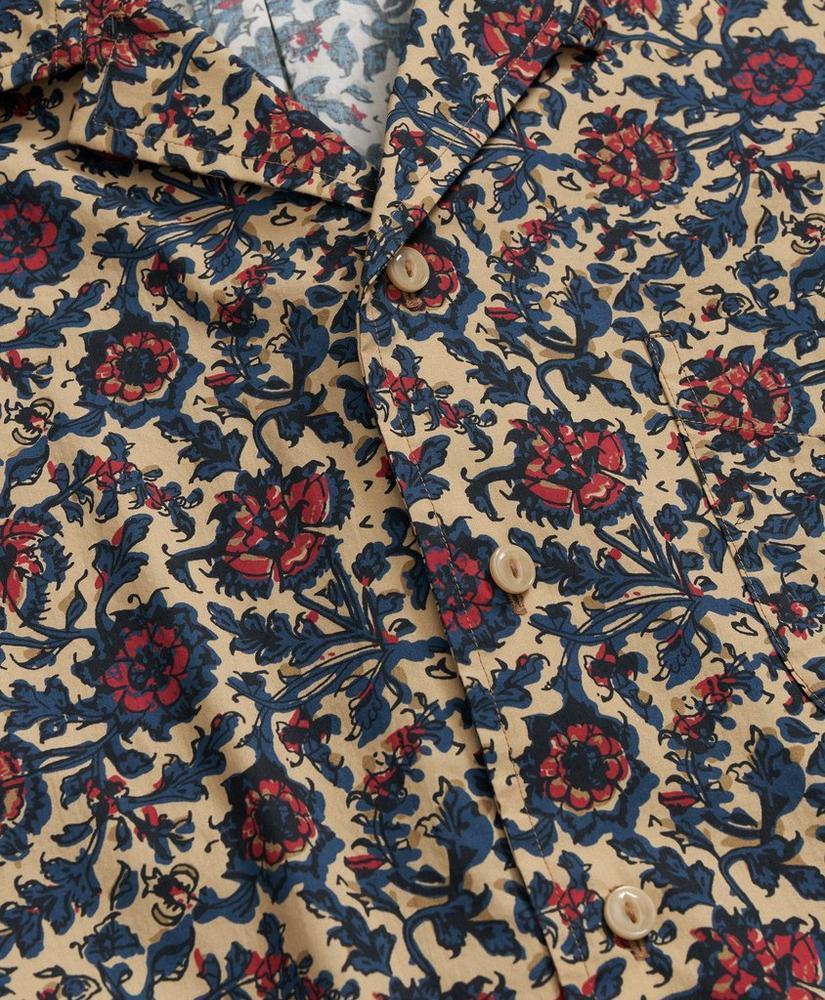 Cotton Short Sleeve Camp Collar Shirt In Batik-Inspired Floral Print Product Image