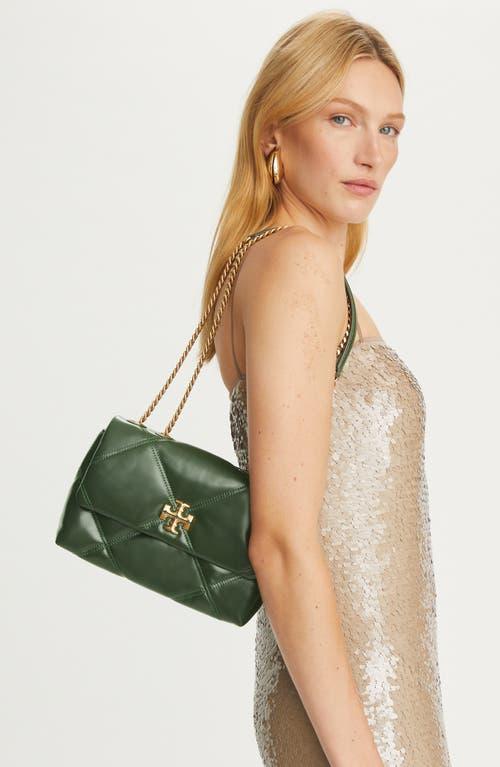 Small Kira Diamond Quilted Convertible Leather Shoulder Bag In Green Product Image