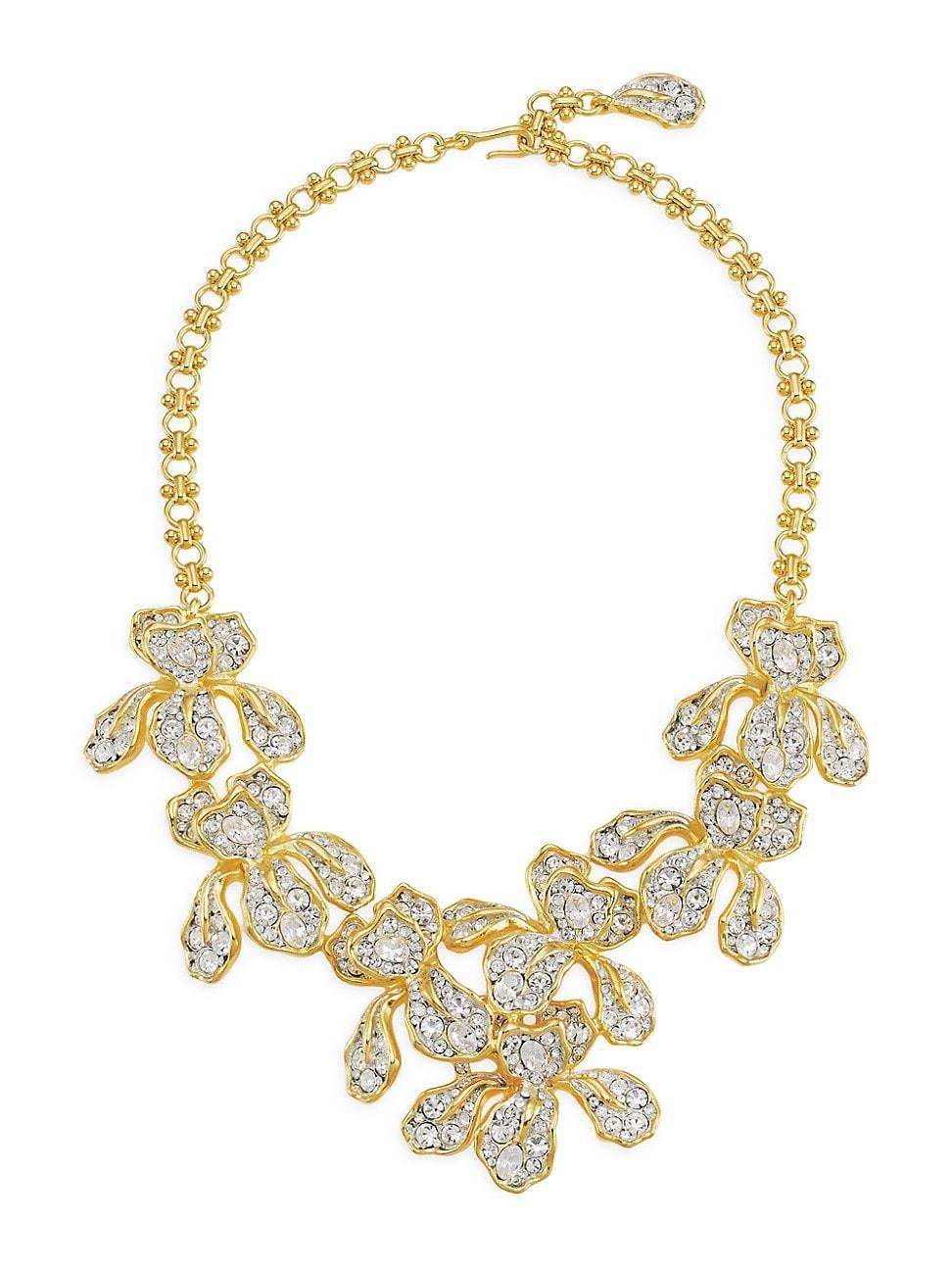 Womens 22K Goldplated Iris Pav Flowers Necklace Product Image