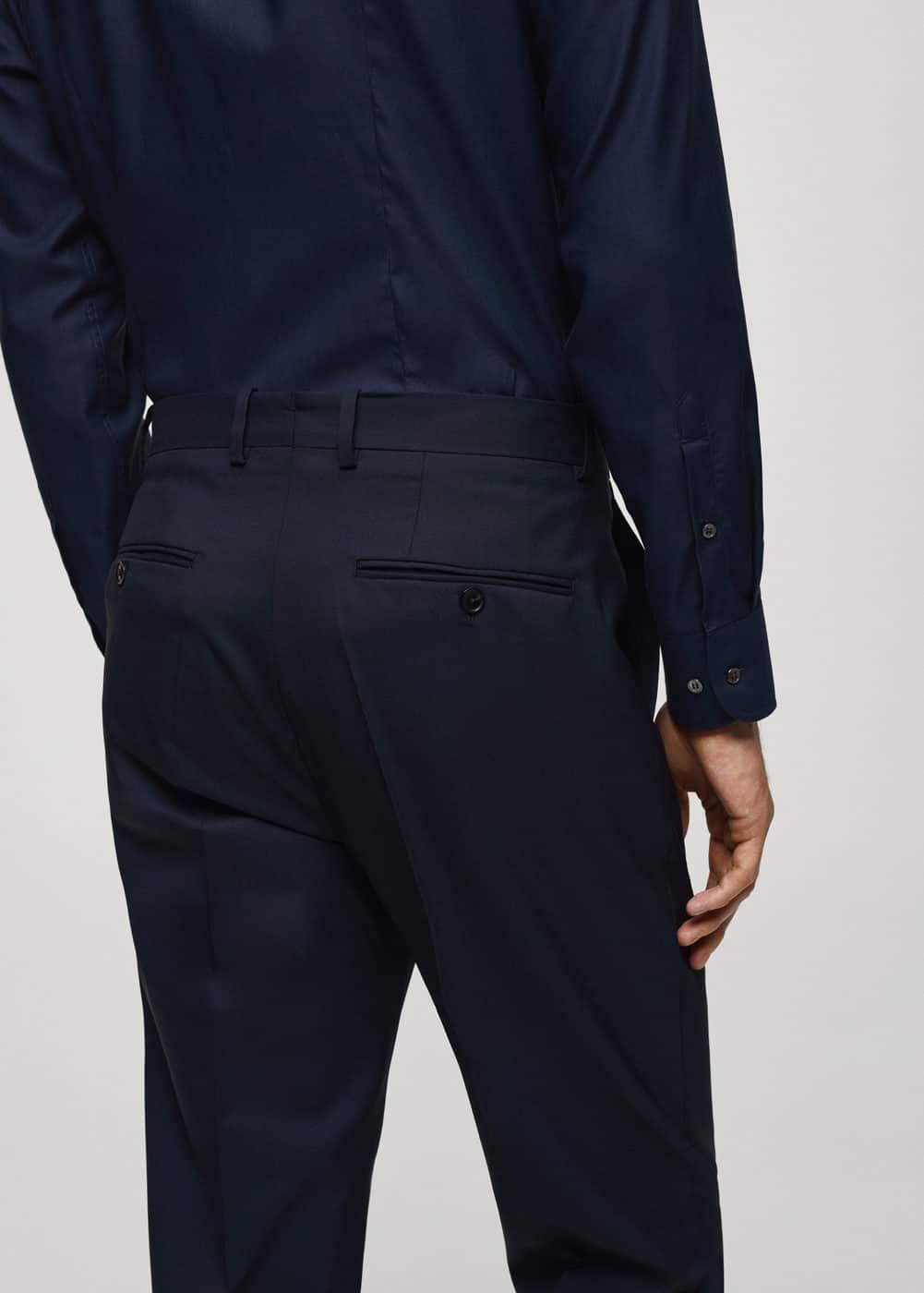 MANGO MAN - 100% virgin wool pleated pants dark navyMen Product Image