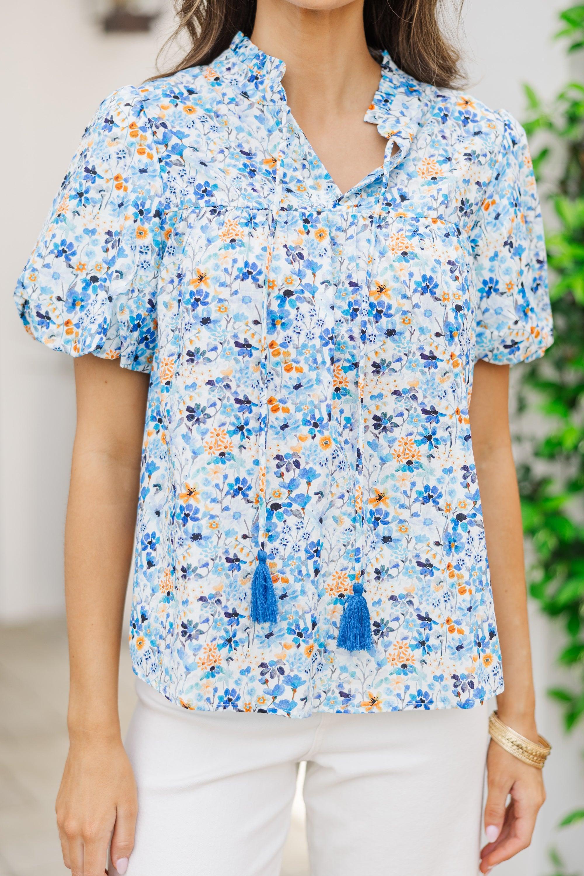 Remember You Well Blue Floral Blouse Female Product Image