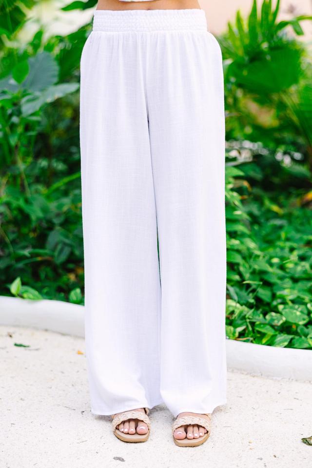 Can't Stop Off White Linen Pants Female Product Image