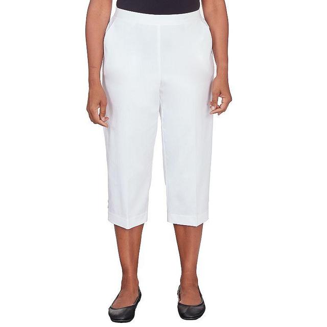 Womens Alfred Dunner Pull On Button Hem Twill Capri Pants Product Image