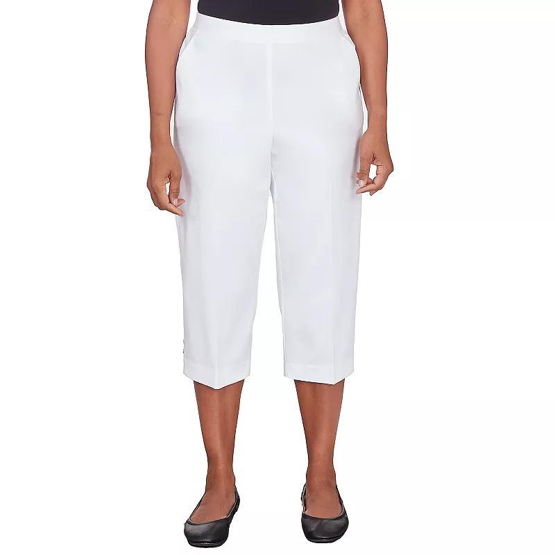 Womens Alfred Dunner Pull On Button Hem Twill Capri Pants Product Image