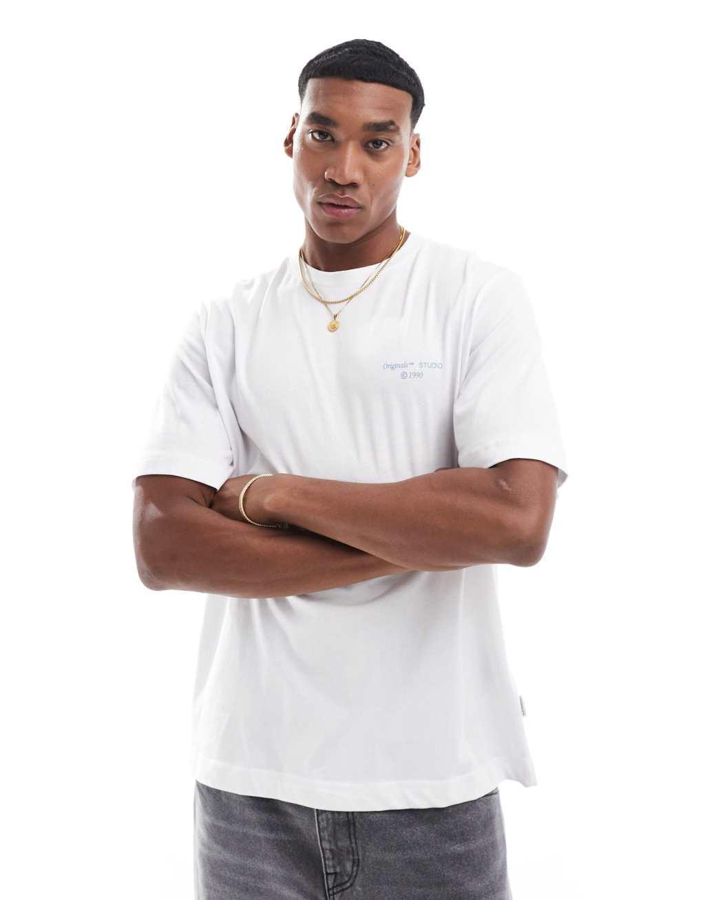 Jack & Jones oversized T-shirt with Art District back print in white Product Image