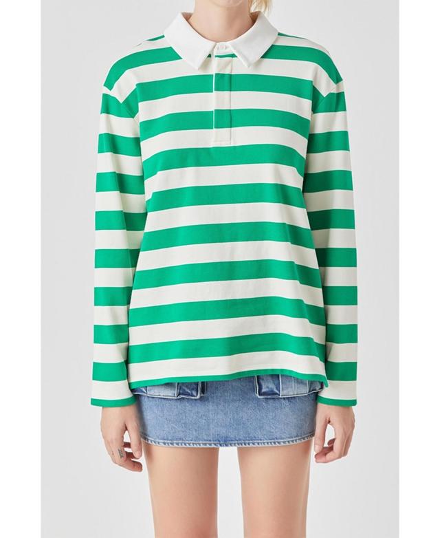 Womens Stripe Collar Sweatshirt Product Image