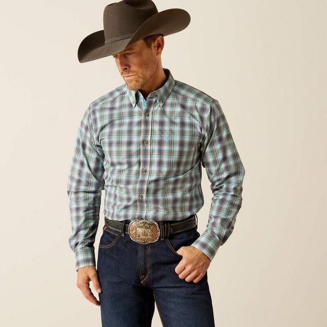 Ariat® Men's L/S Teal Plaid Pro Series Piers Fitted Button Shirt Product Image