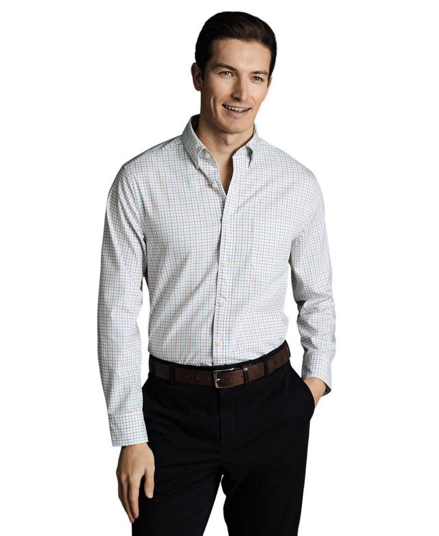 Charles Tyrwhitt Mens Slim Fit Button-Down Collar Non-Iron Stretch Poplin Check Shirt Product Image