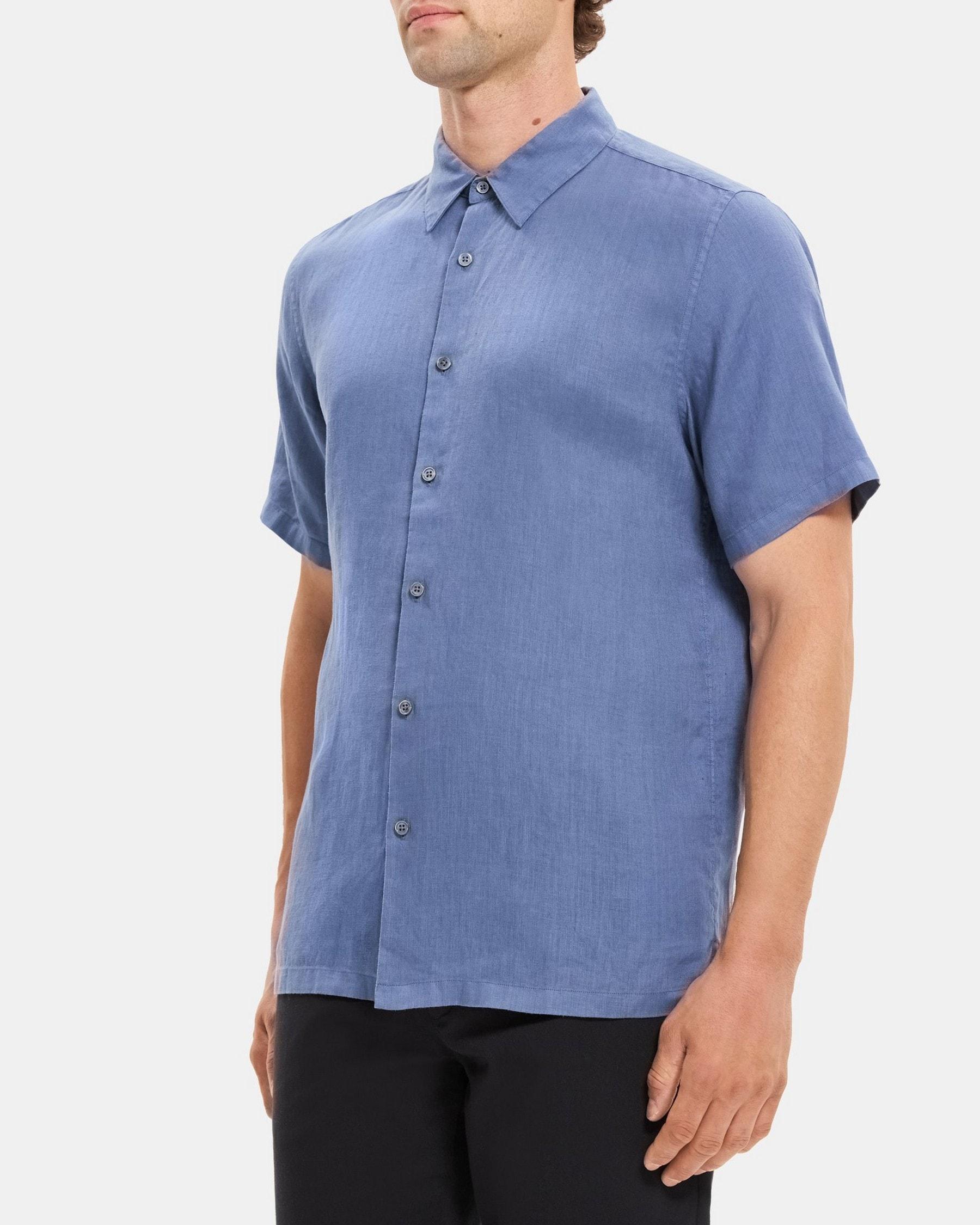 Standard-Fit Short-Sleeve Shirt in Linen Product Image