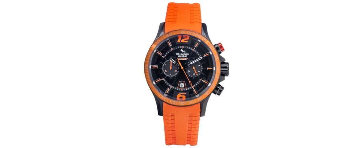 Strumento Marino Mens Chronograph Hurricane Orange Silicone Strap Watch 46mm - Orange Black Product Image