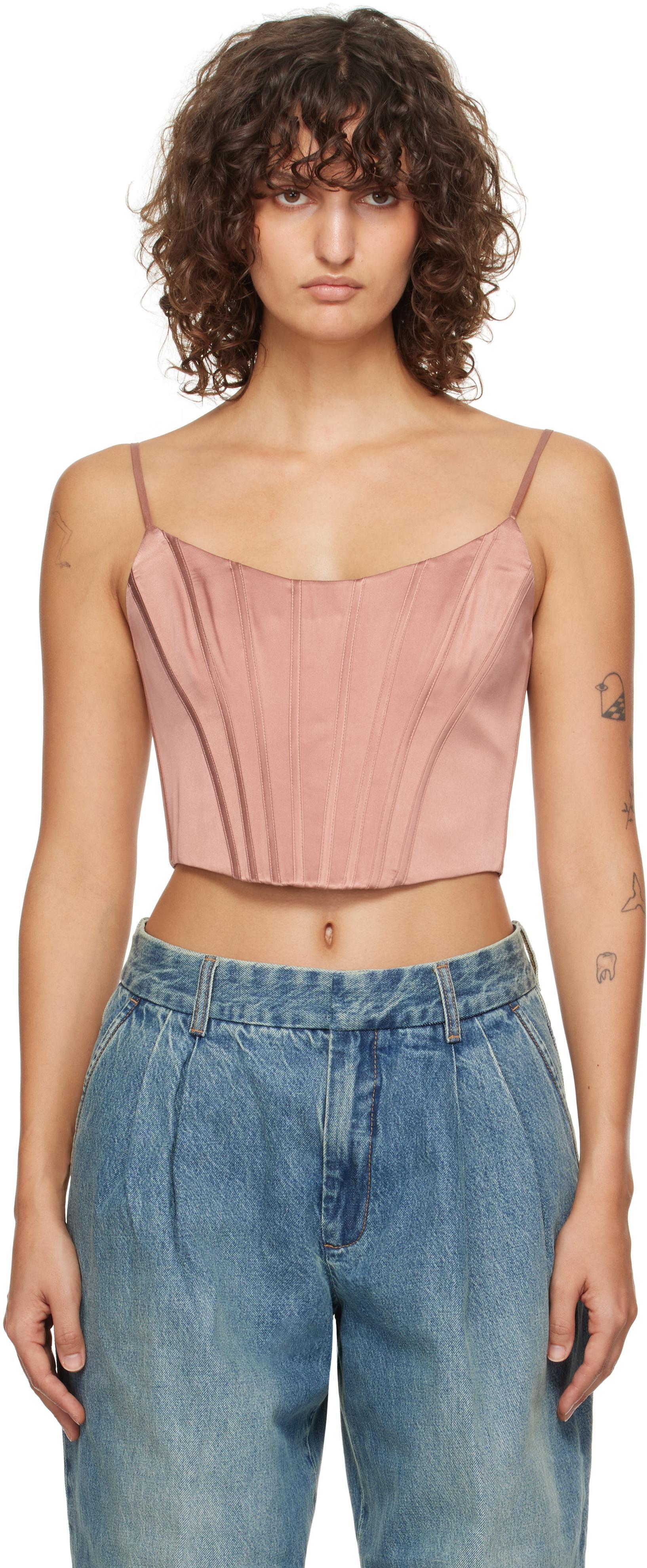 ZIMMERMANN Silk Corset Top In Pink Product Image