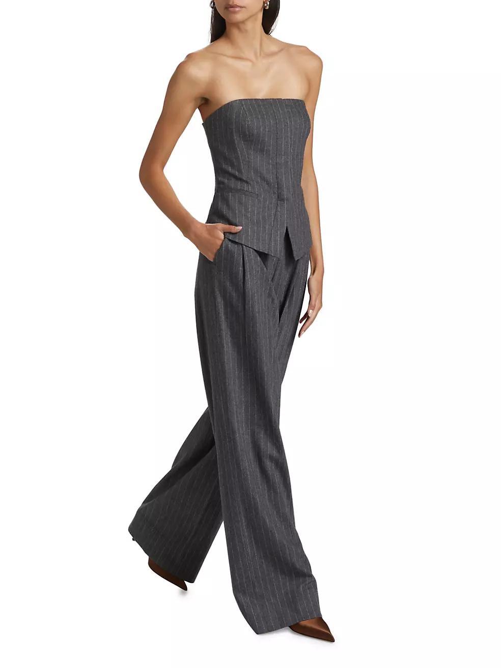 Charles Pinstriped Wool-Blend Wide-Leg Pants Product Image