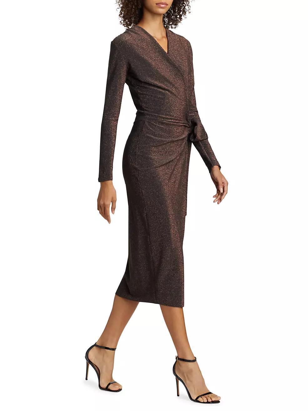 Antan Starry Metallic Jersey Faux-Wrap Midi-Dress Product Image