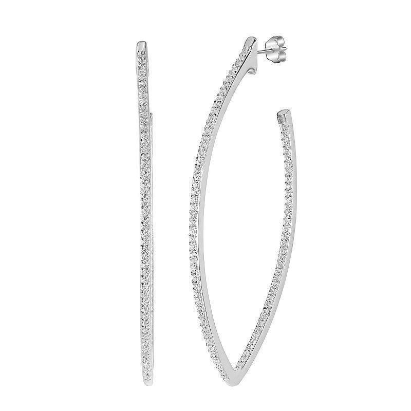 Judy Crowell Sterling Silver Marquis CZ Hoop Earrings, Womens Product Image