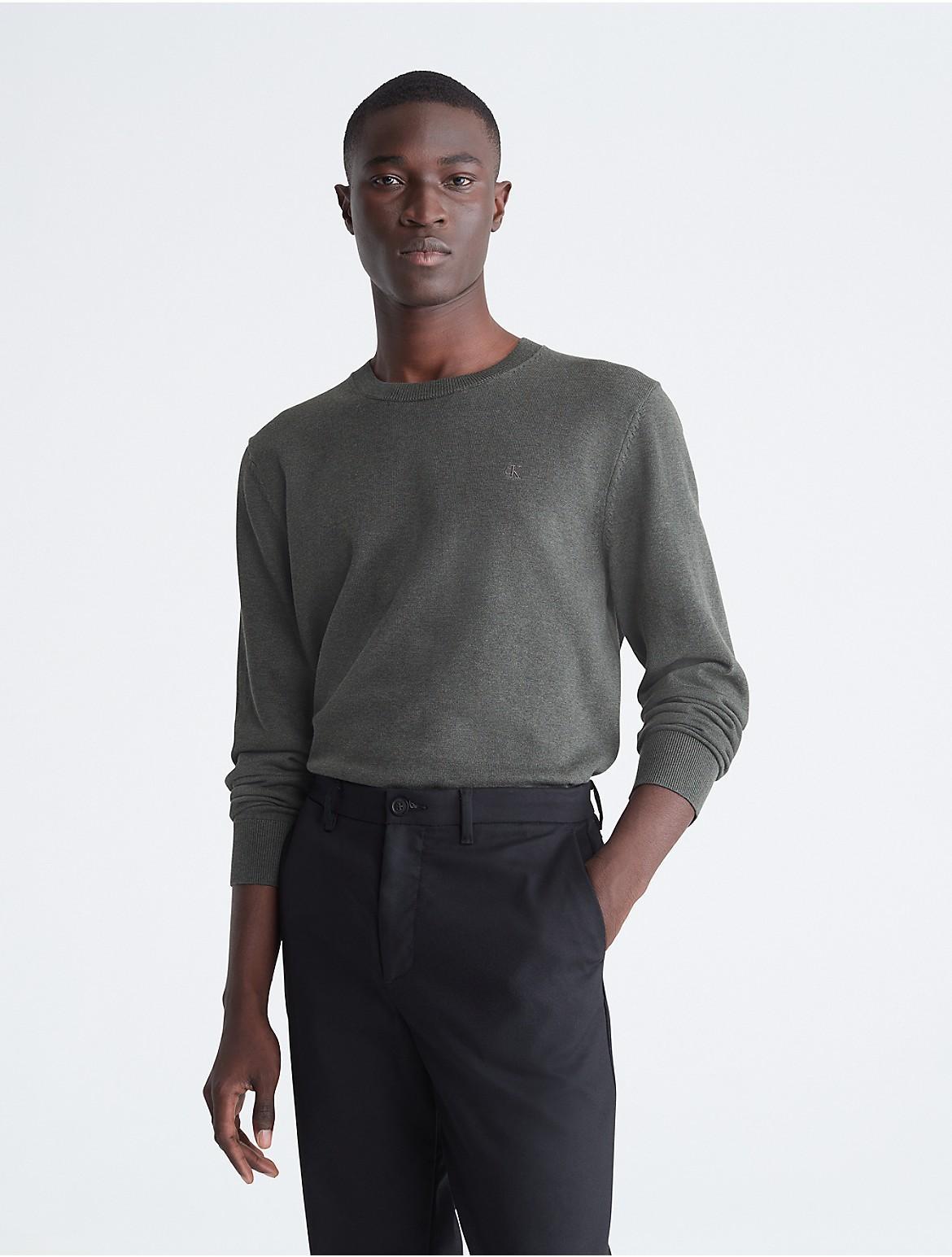 Calvin Klein Mens Smooth Cotton Sweater - White - L Product Image