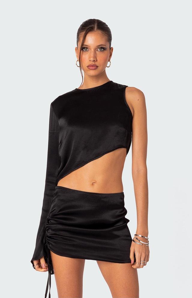 Edikted Women's Solstice Asymmetric Satin Top Product Image