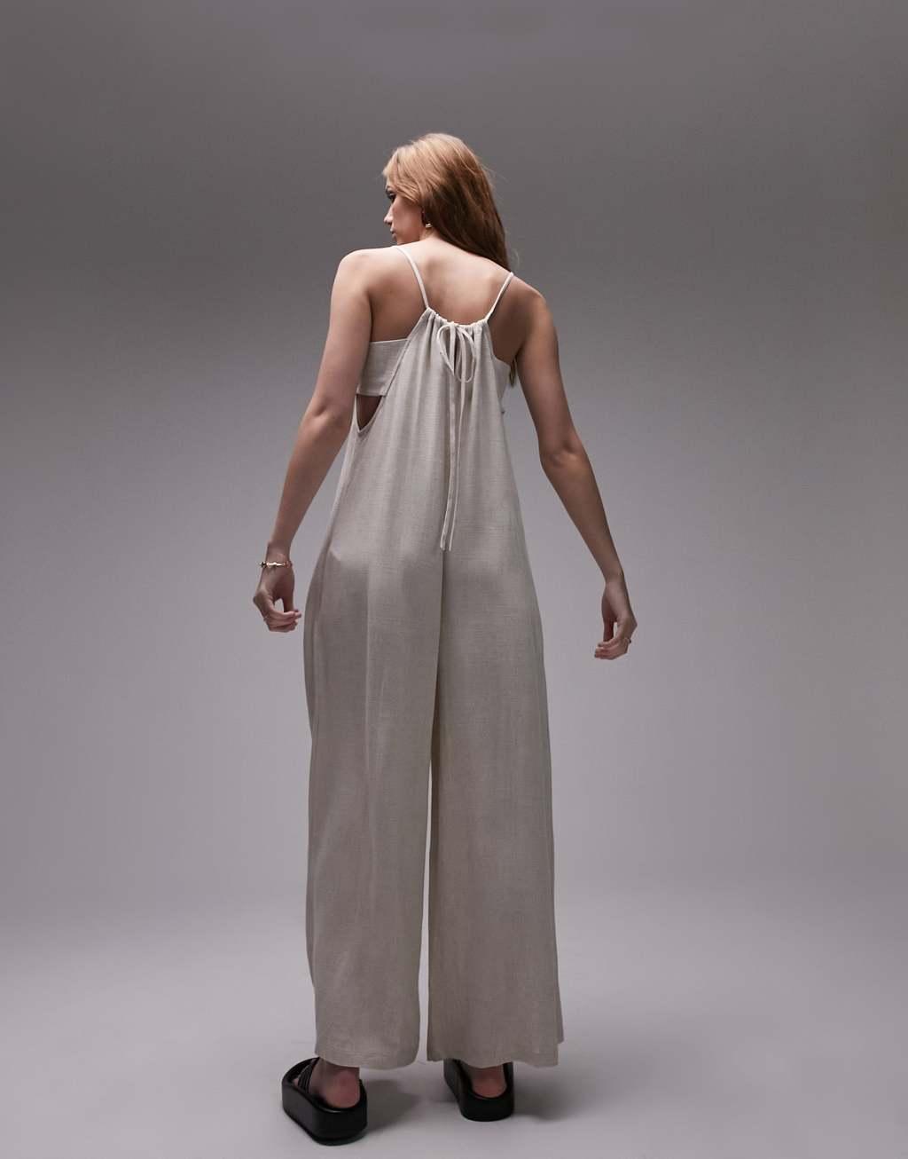 Topshop linen jumpsuit with pockets Product Image