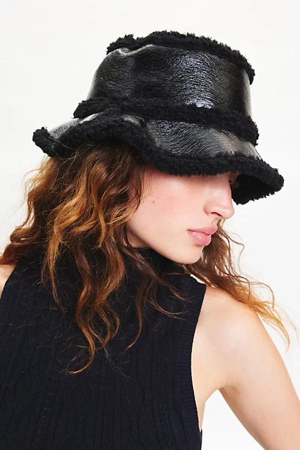 Patent Fleece Bucket Hat Womens at Urban Outfitters Product Image