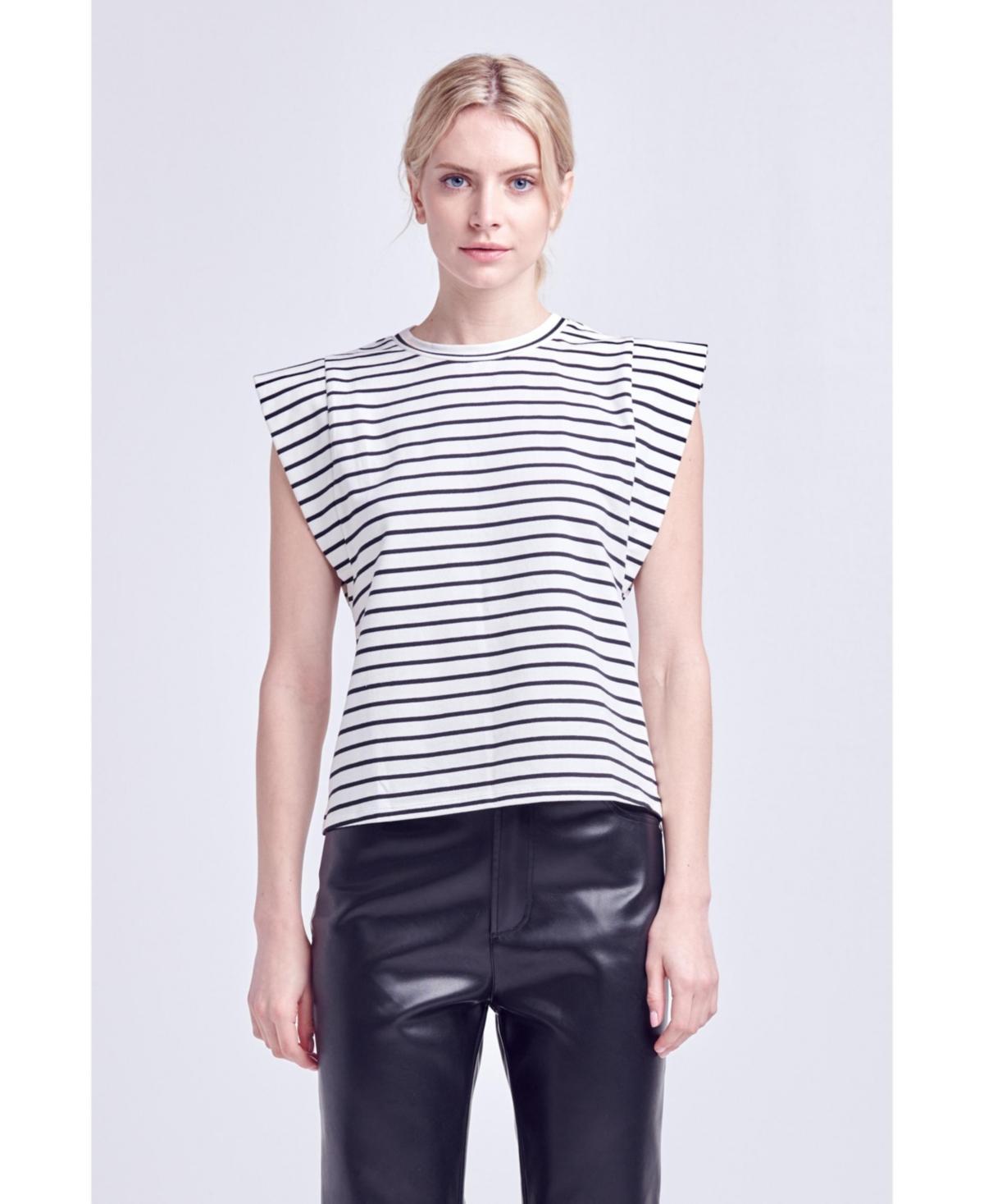 English Factory Stripe Extended Shoulder T-Shirt Product Image