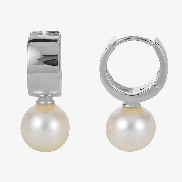 PearLustre by Imperial Sterling Silver Freshwater Cultured Pearl Huggie Hoop Earrings, Womens Product Image