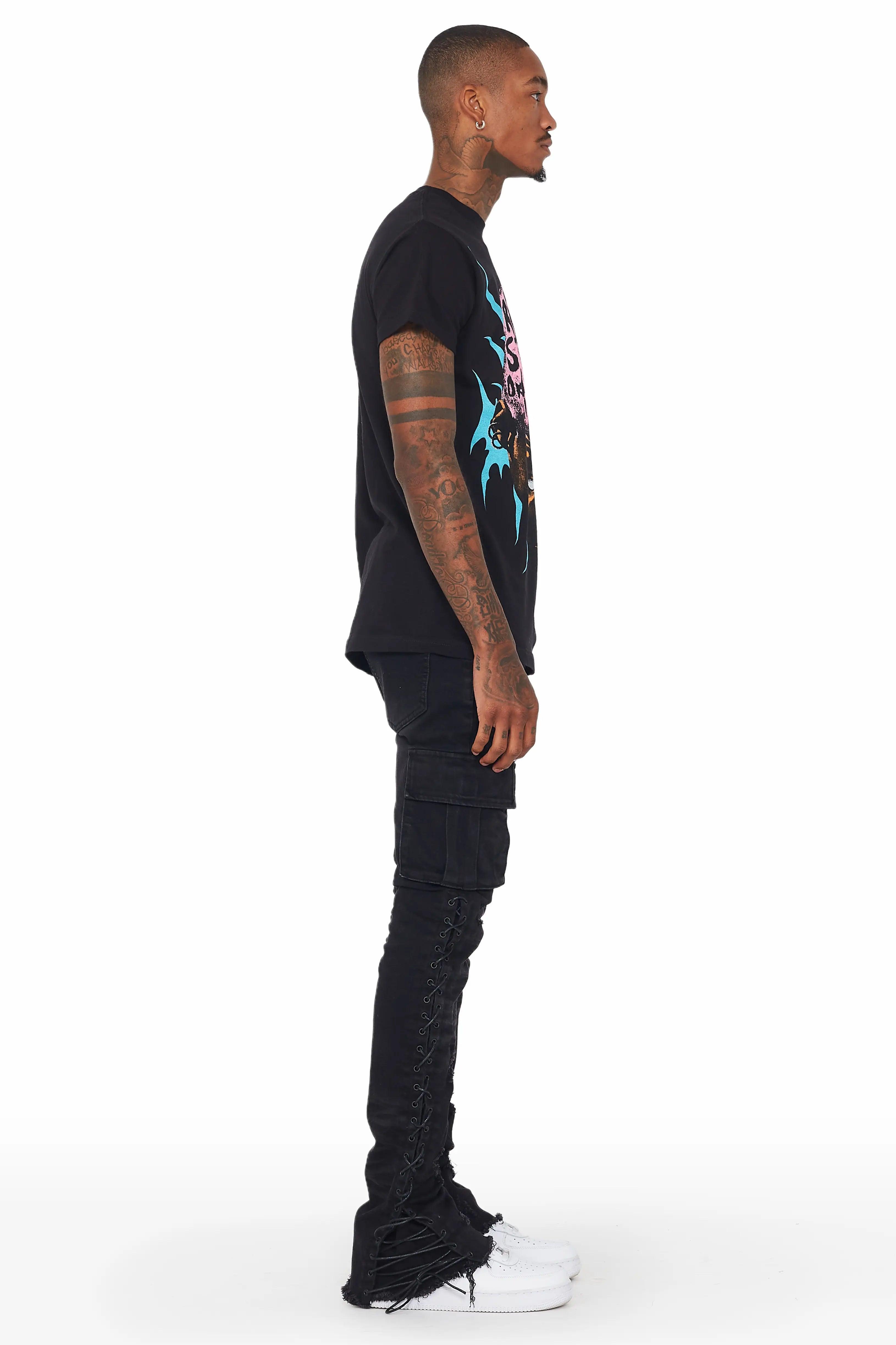 Honor Black Stacked Flare Jean Male Product Image