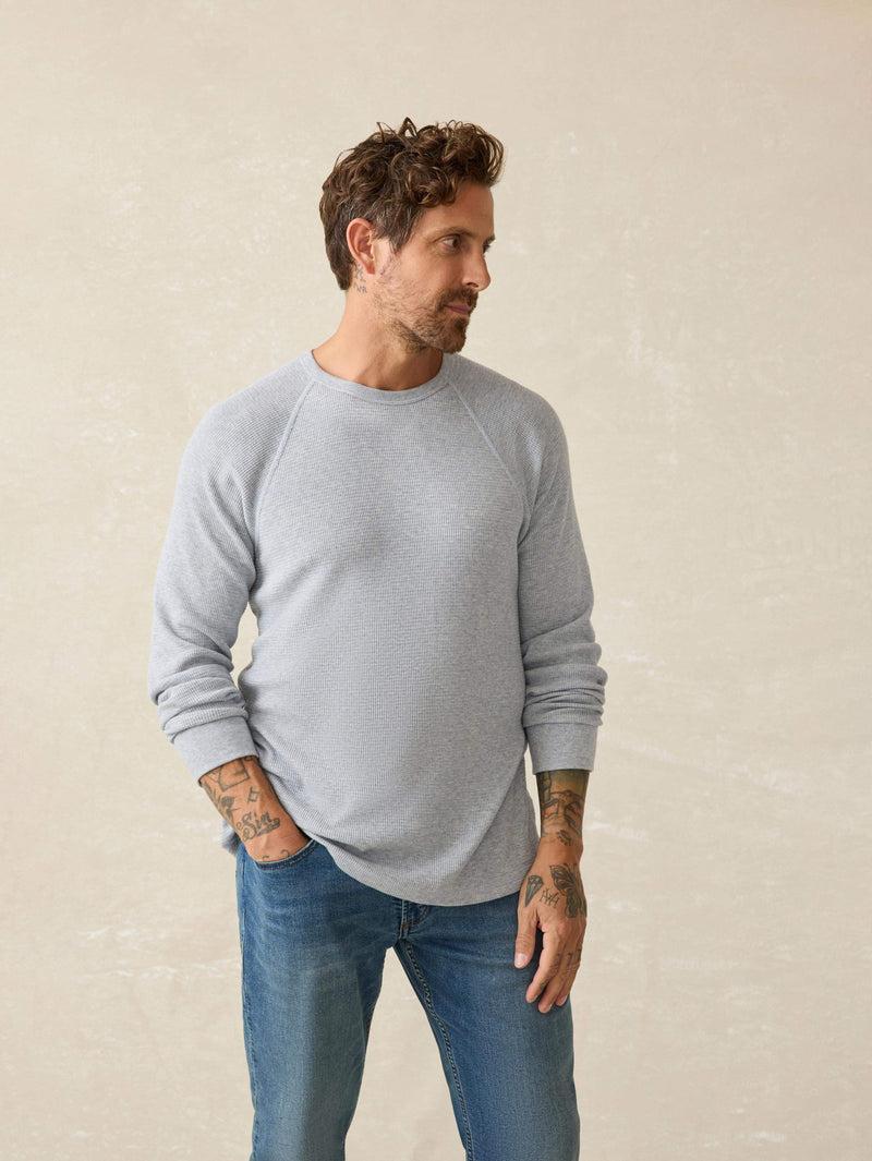 Long-Sleeve Cloud Waffle Crew - Frosty Slate Heather Product Image