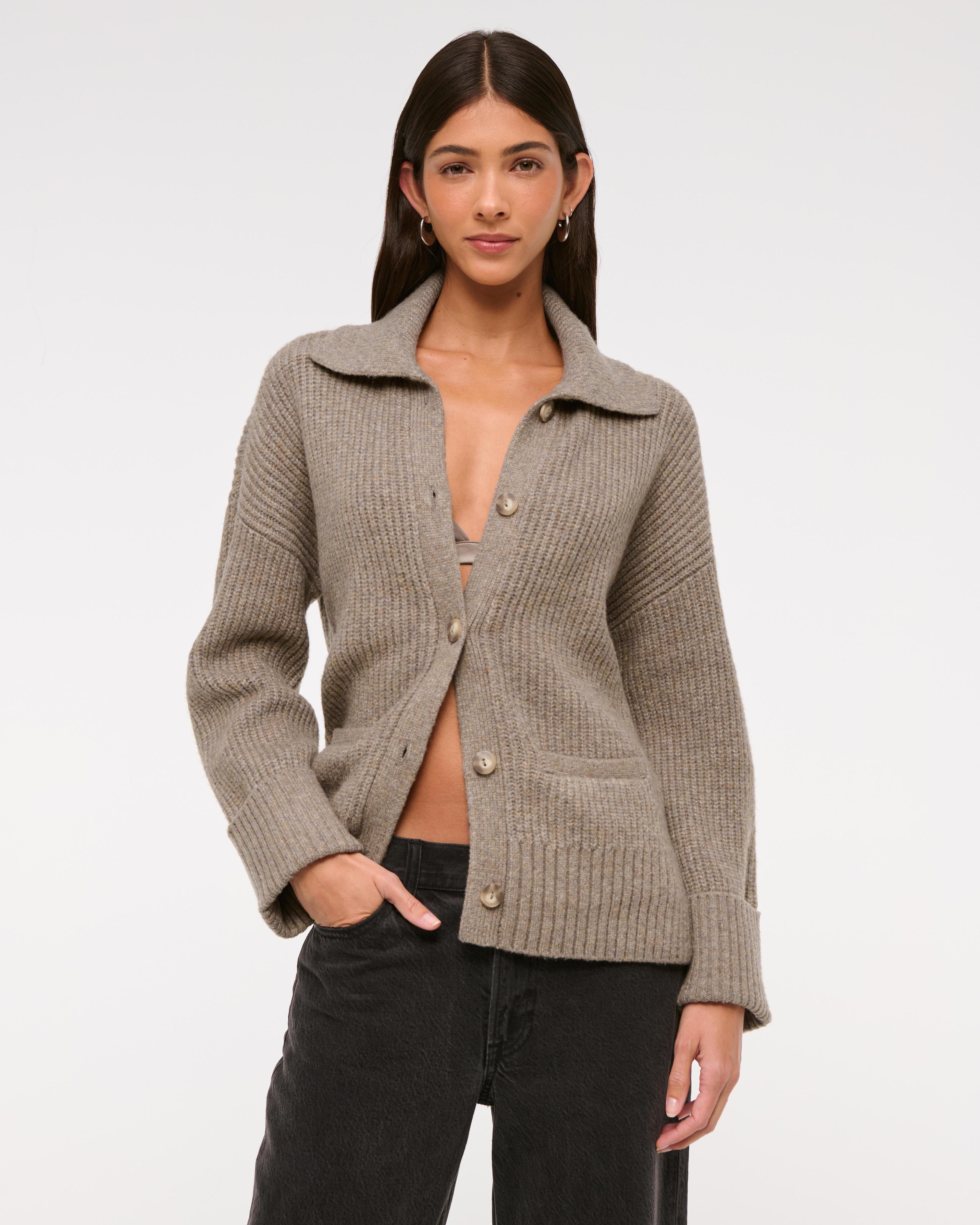 Ribbed Collared Cardigan Product Image