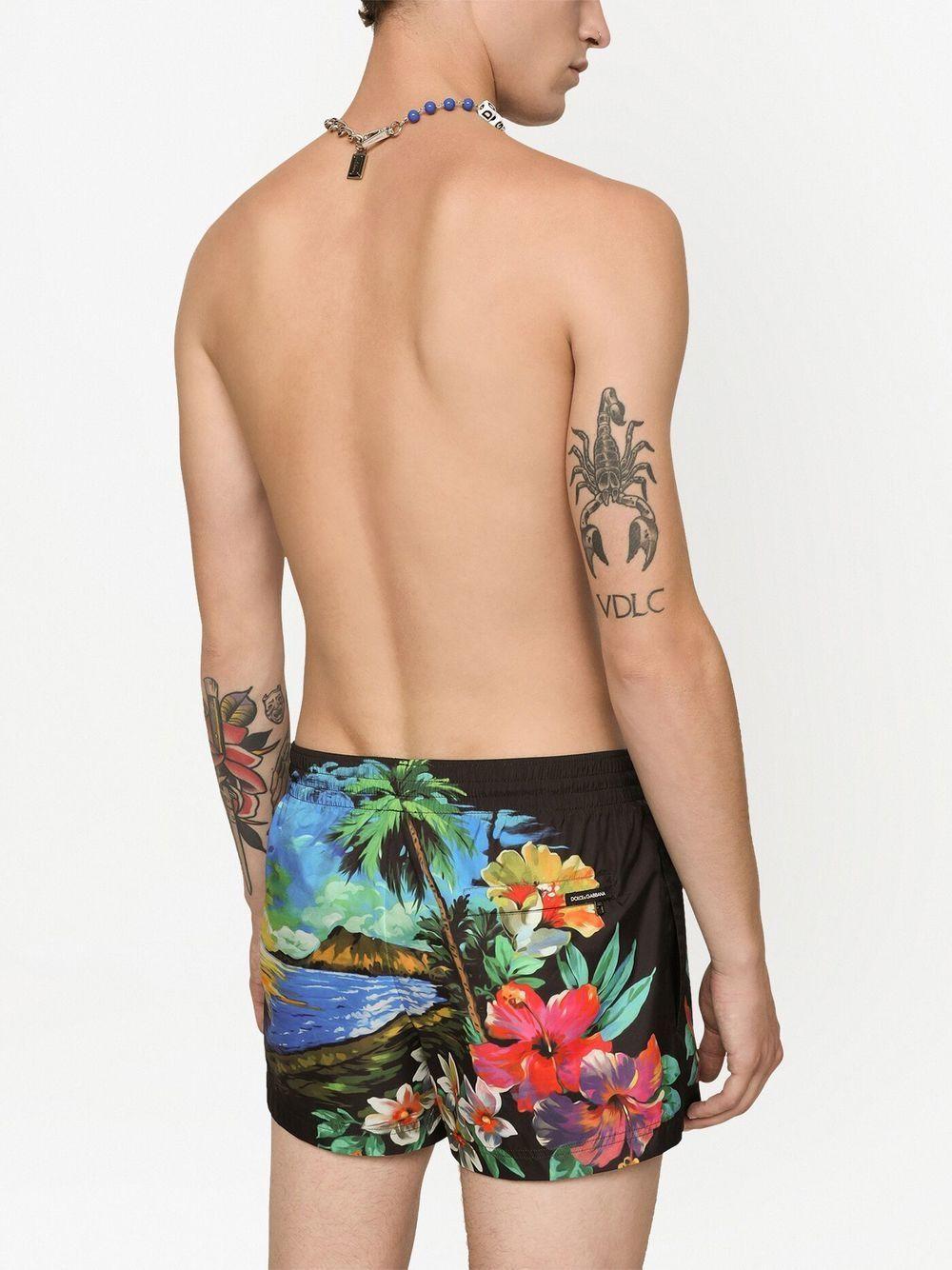 Multicolour Hawaiian Print Swim Shorts Product Image