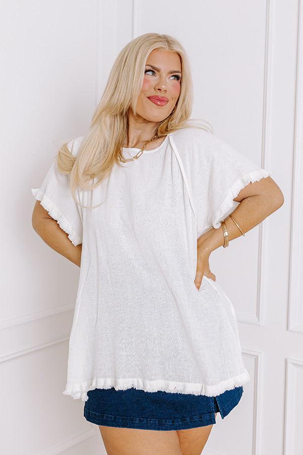 Open Book Frayed Shift Top In Ivory Curves Product Image