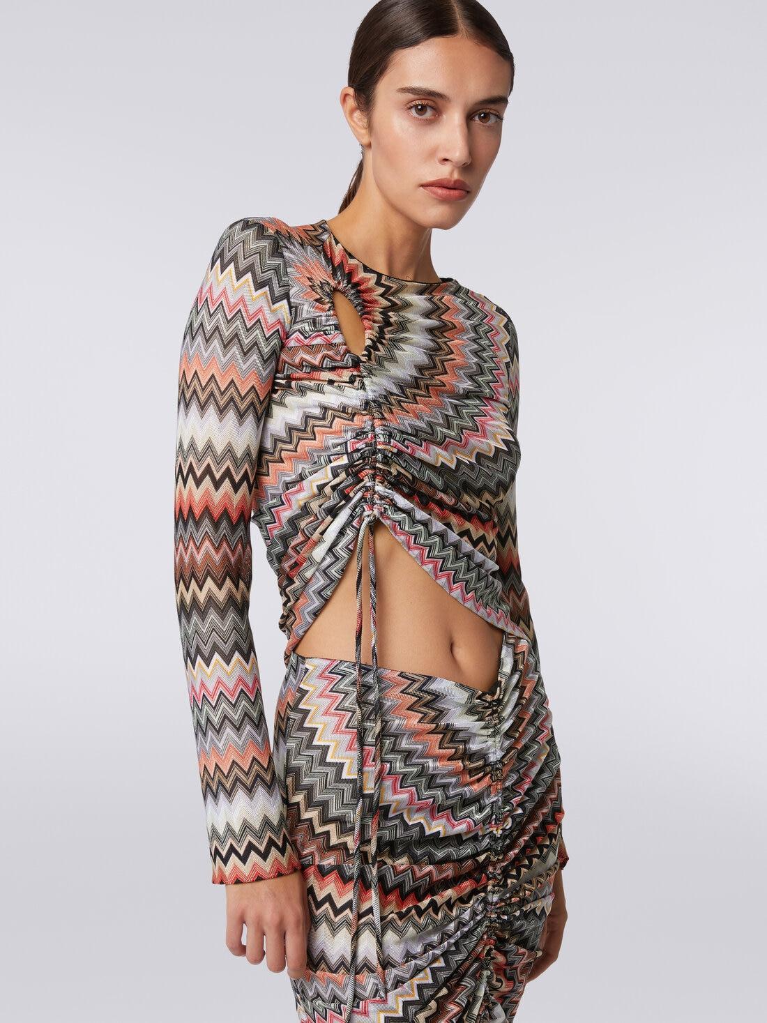 Zigzag long-sleeved top with gathers and cut-out detail Multicoloured | Missoni Product Image