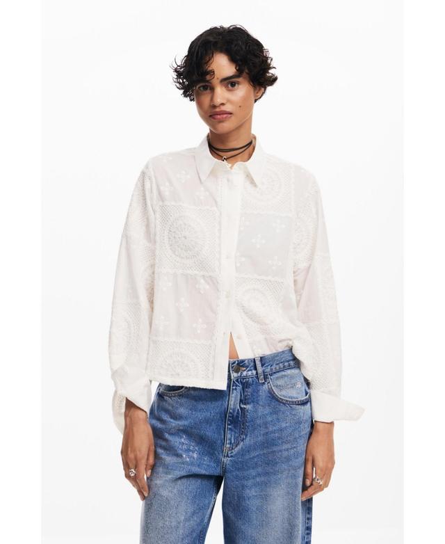 Desigual Womens Plain shirt with embroidery Product Image