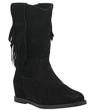 Dingo Kelsey Suede Fringed Hidden Wedge Western Mid Boots Product Image